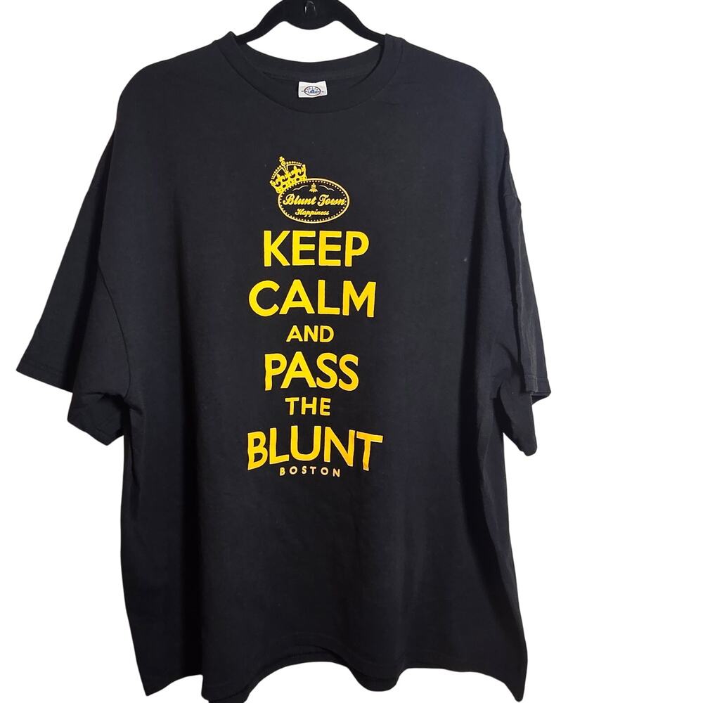 Delta‎ Pro Weight Black Gold KEEP Calm & Pass The Blunt Tee Shirt Boston Men 3XL